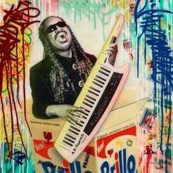 Stevie Wonder by Srinjoy - Mixed Media sized 24x24 inches. Available from Whitewall Galleries